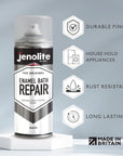 JENOLITE Pintura en aerosol de reparación para bañera esmaltada | BLANCO BRILLANTE | 400 ml | Acabado duradero | Pintar y reparar bañeras, bañeras, fregaderos, electrodomésticos