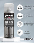 JENOLITE Spray Cera Hueca | Antióxido | 500 ml | Paja de extensión y boquilla 600 mm | Ideal para puertas de coche, paneles, secciones en caja | Protección contra el óxido autosellante
