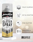 JENOLITE Glitter Spray Paint | Coloured Glitter Paint | Multi-Surface | Ideal for Photo Frames, Mirrors, Ornaments and Crafts | 400ml