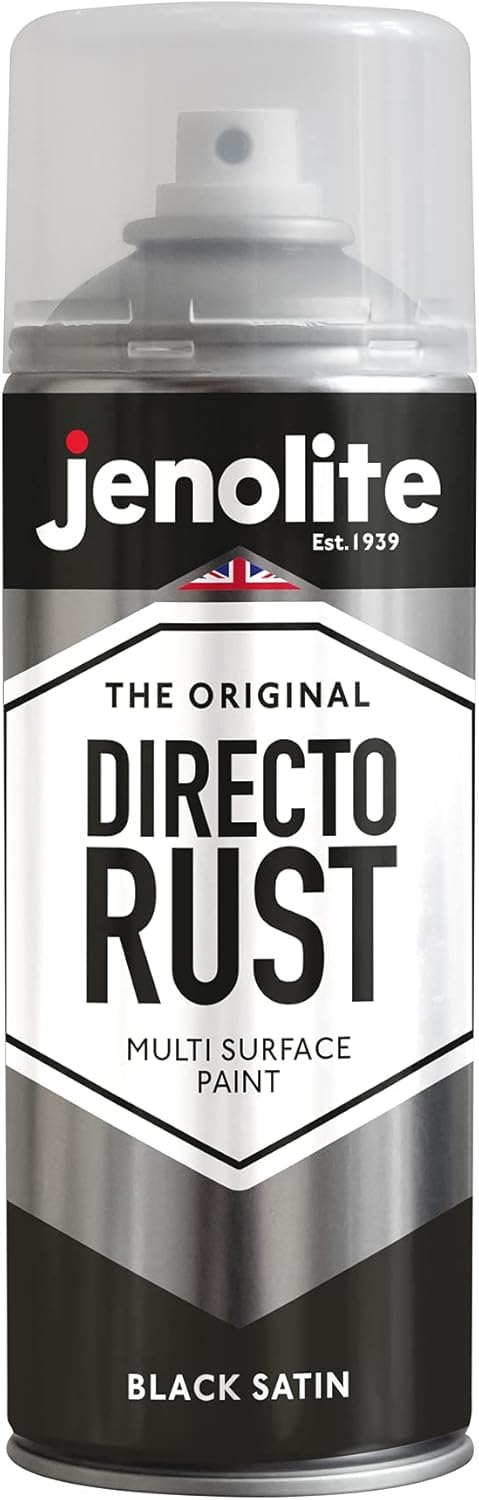 JENOLITE DIRECTORUST Satin spray paint | 400 ml | All-in-one multisurface paint: metal, wood, plastic | Apply directly on rust | RAL 9005