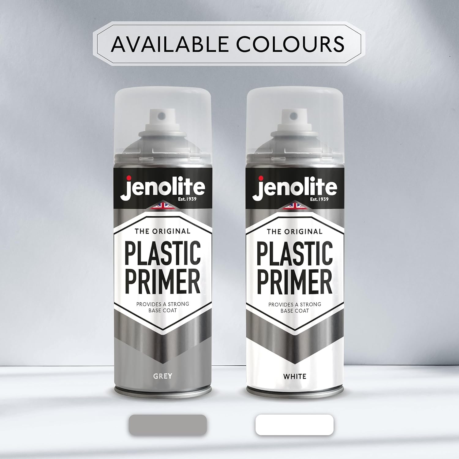 JENOLITE Imprimación en Spray para Plástico | 400ml | Pintura en aerosol para imprimación | Promueve Adhesión | Spray para Automoción, Muebles de Jardín, Maquetas y Otros Plásticos Rígidos