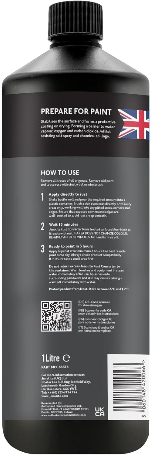 JENOLITE Oxide Converter | Rust Treatment | Oxide Converter Ideal for Cars and Metal | Oxidized, Converter and Primer | Water-Based Formula Oxide Transformer