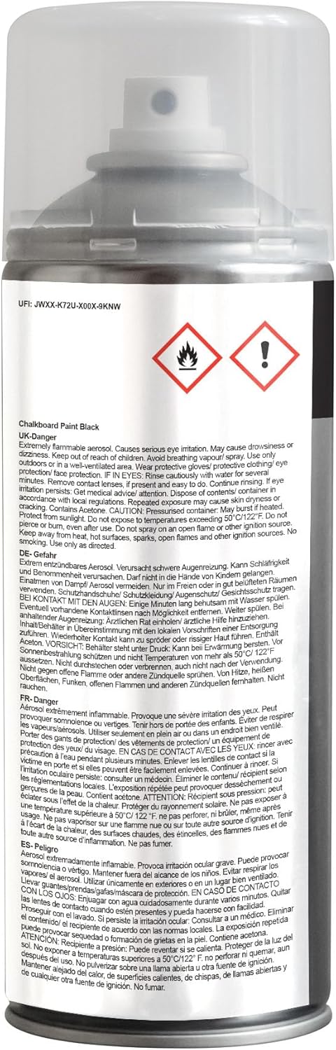 JENOLITE 3 x 400ml Black Chalkboard Paint Spray, Ideal for Creating Writing Surfaces, Easy Application for Chalkboard Projects in the Home or Office
