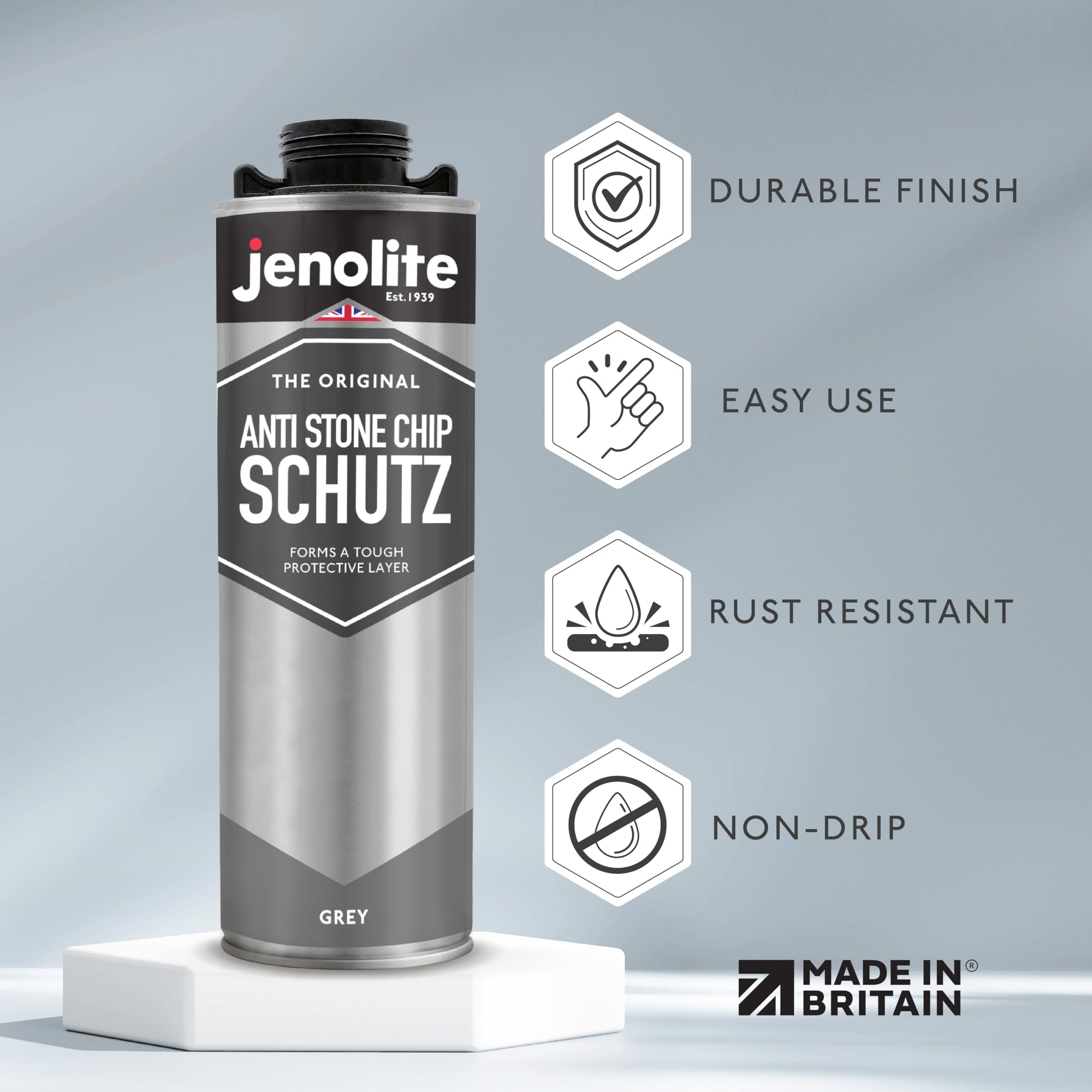 JENOLITE Protección Antigravilla | 1Litro | Sellador para Bajo del Coche | Protege Umbrales, Paneles Inferiores y Chasis contra Daños por Gravilla | Protección Anticorrosión contra el Óxido