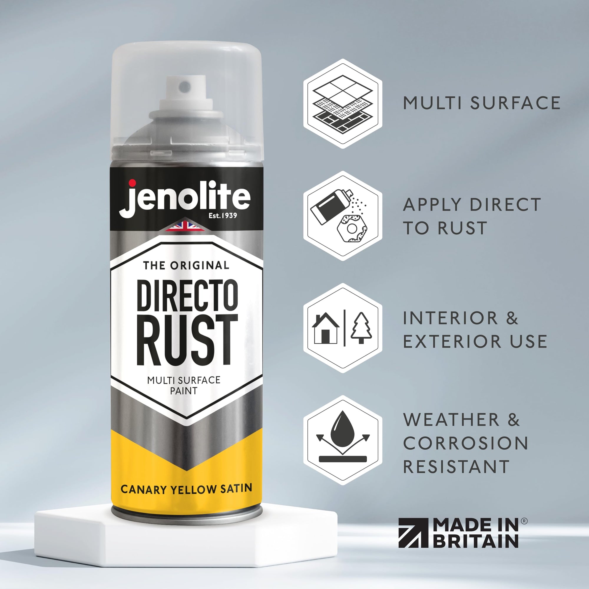 JENOLITE DIRECTORUST Satin spray paint | 400 ml | All-in-one multisurface paint: metal, wood, plastic | Apply directly on rust | RAL 9005