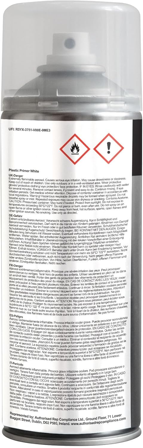 JENOLITE Imprimación en Spray para Plástico | 400ml | Pintura en aerosol para imprimación | Promueve Adhesión | Spray para Automoción, Muebles de Jardín, Maquetas y Otros Plásticos Rígidos