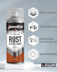 JENOLITE Rust Effect Spray Paint | Rust Finish | 400 ml | Textured Paint with Rust Metal Look | Multi-Surface | Ideal for Crafts | Interior and Exterior