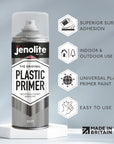 JENOLITE Imprimación en Spray para Plástico | 400ml | Pintura en aerosol para imprimación | Promueve Adhesión | Spray para Automoción, Muebles de Jardín, Maquetas y Otros Plásticos Rígidos
