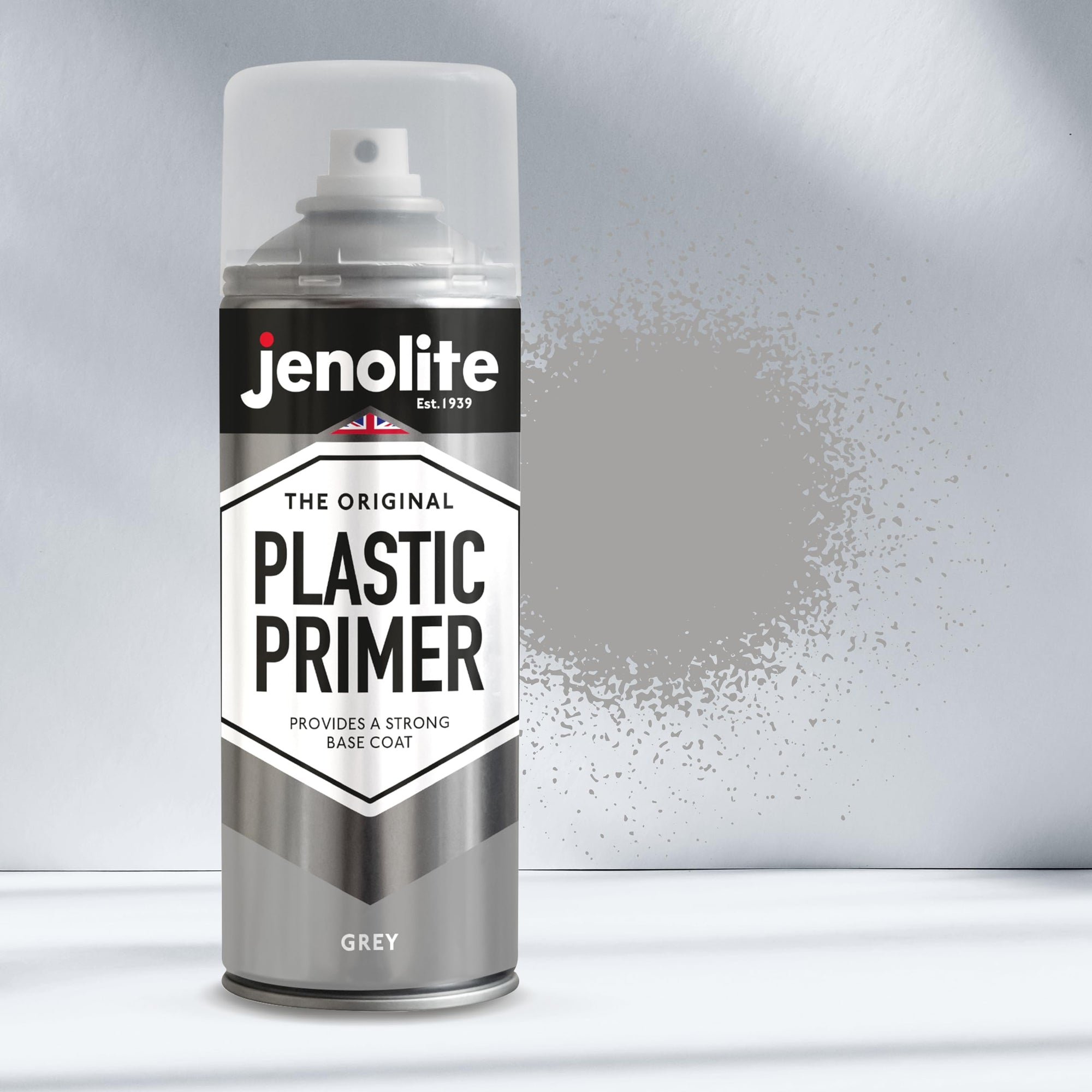 JENOLITE Imprimación en Spray para Plástico | 400ml | Pintura en aerosol para imprimación | Promueve Adhesión | Spray para Automoción, Muebles de Jardín, Maquetas y Otros Plásticos Rígidos