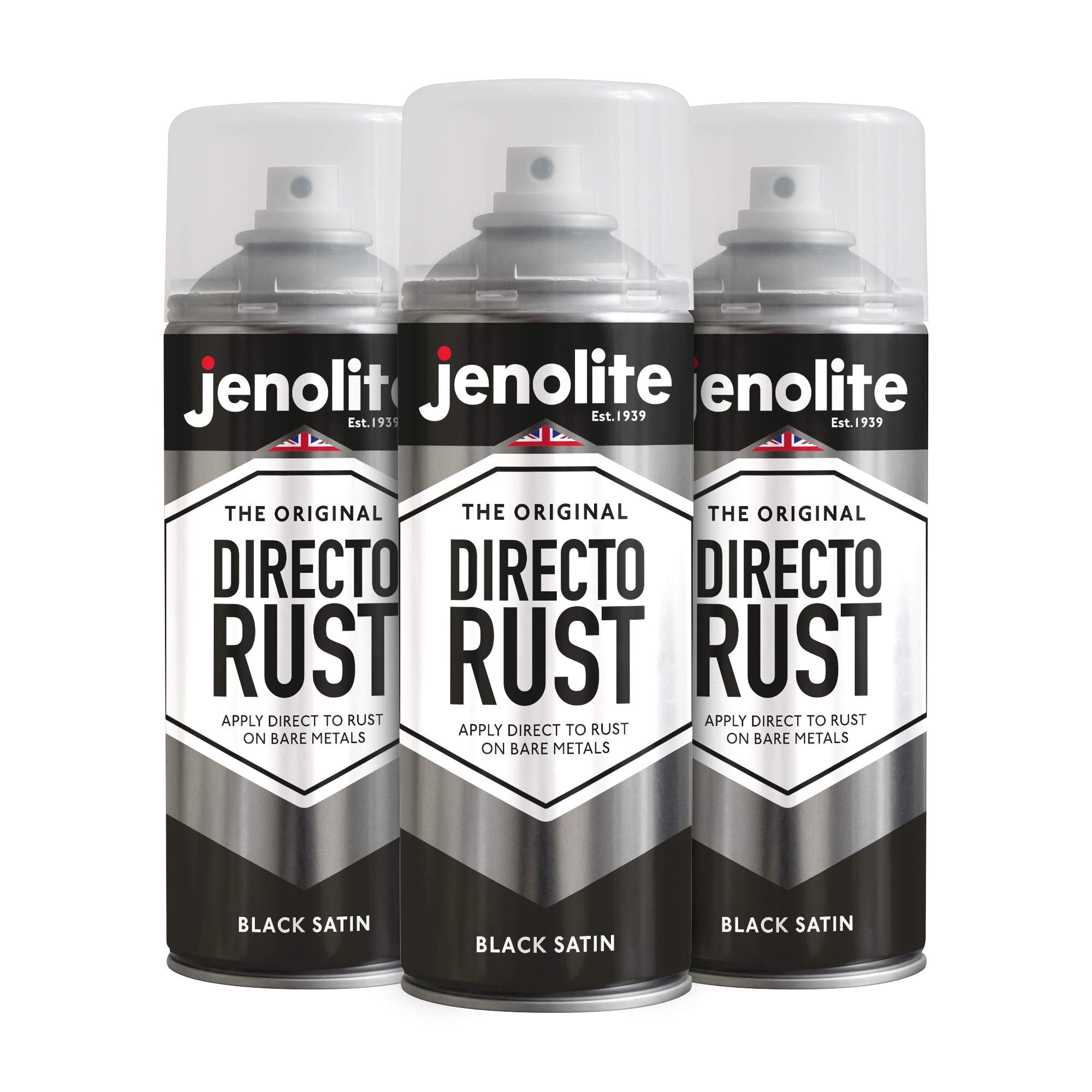 JENOLITE DIRECTORUST Satin spray paint | 400 ml | All-in-one multisurface paint: metal, wood, plastic | Apply directly on rust | RAL 9005