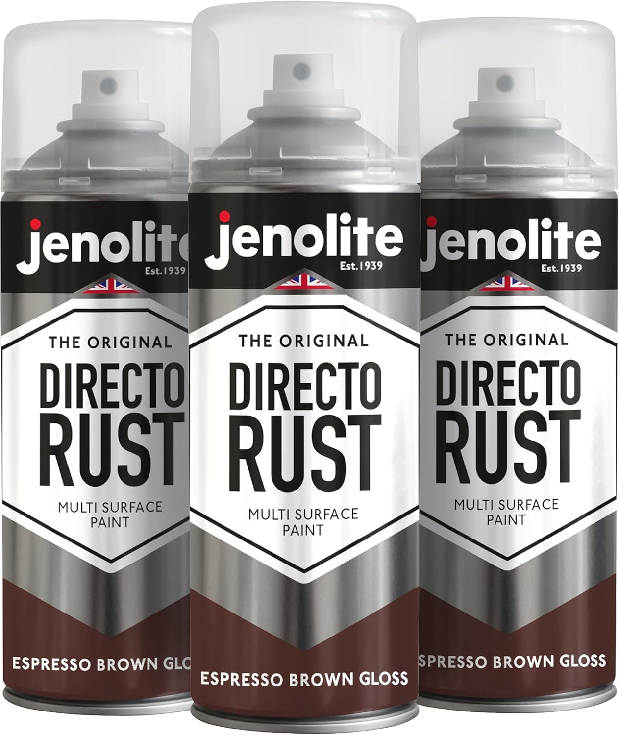 JENOLITE Directorust Pintura en aerosol brillante | 400ml | Pintura en aerosol de óxido directo para metal | Múltiples superficies: madera, metal, plástico